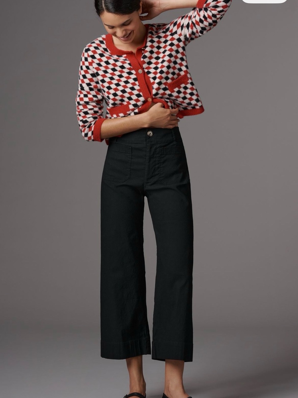 Anthropologie Cropped Wide-Leg Pants in Black